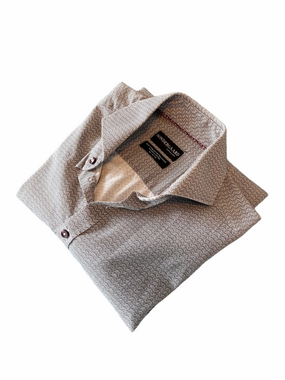 Sondergaard Men's Patterned Dress Shirt in Light Gray Neck 15